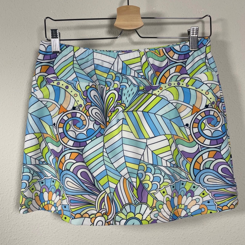 B-Skinz Athletic Skort Women M Multi Color Golfcore Pickleball Psychedelic Print